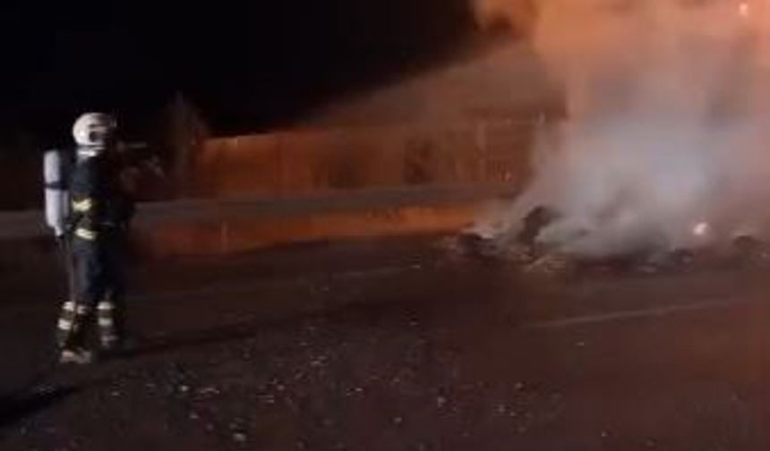 Saman yüklü tır alev topuna döndü
