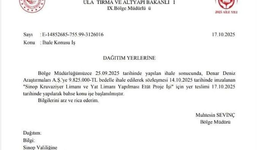 Sinop Kruvaziyer ve Yat Limanı Projesi ihalesi tamamlandı