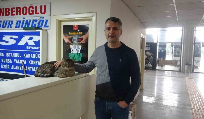 Depremde kaybolan ve 44 gün sonra 'Kadir' diyerek bulabildiği otogarın maskotu kedisine gözü gibi bakıyor