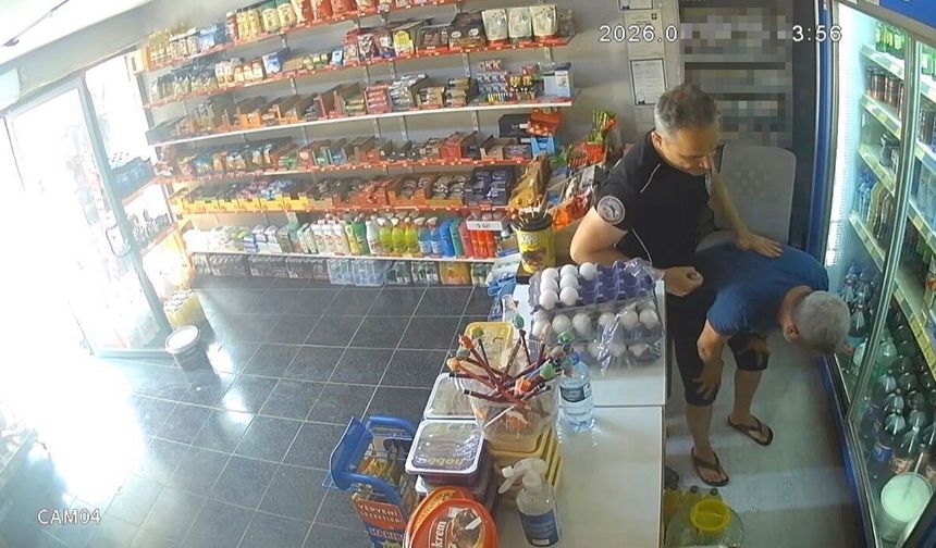 Nefes borusuna şeker kaçan bakkalı polis memuru kurtardı