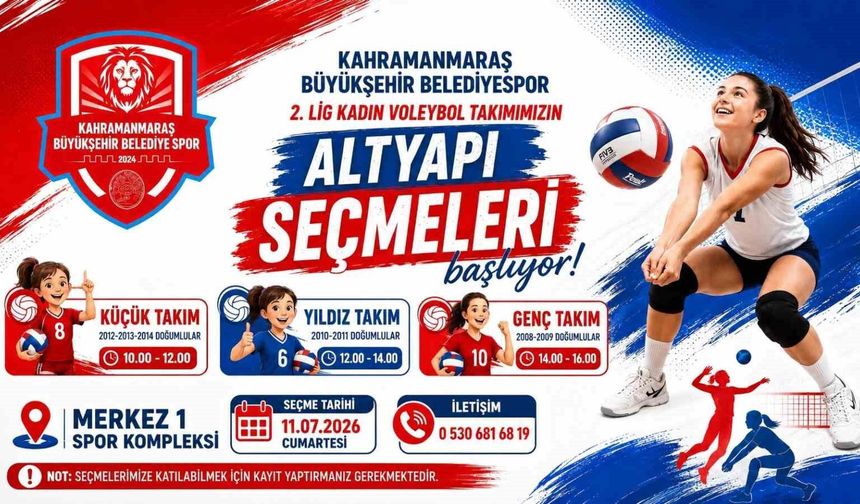 Kahramanmaraş Büyükşehir Belediyespor Kadın Voleybol Takımı altyapı seçmeleri başlıyor