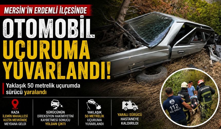 Uçuruma yuvarlanan otomobilin sürücüsü yaralandı
