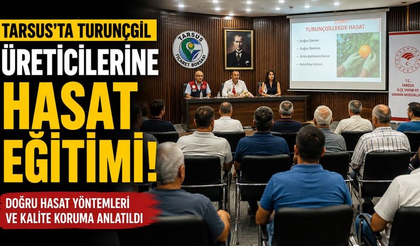Tarsus'ta turunçgil üreticilerine doğru hasat eğitimi