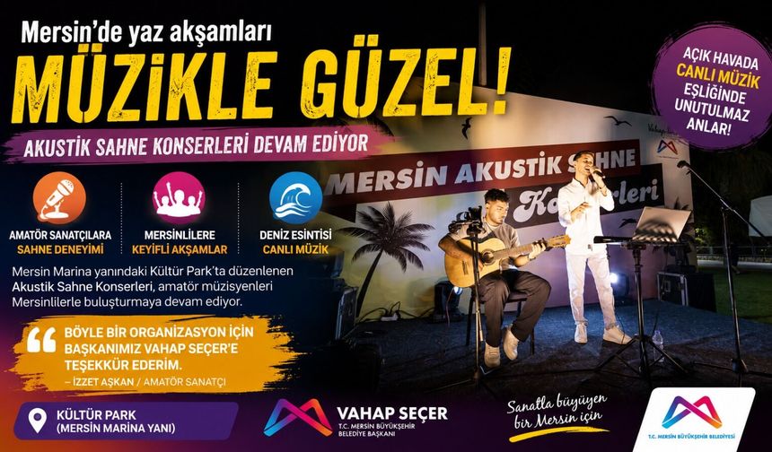 Mersin’de ‘Akustik Sahne’ Yaz Akşamlarını Renklendiriyor