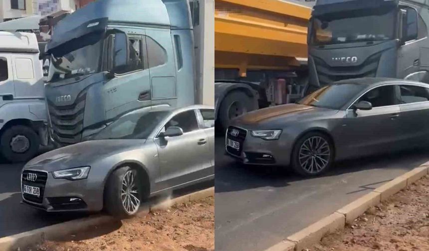 Tır şoförü, camını kıran sürücünün aracına çarpıp kaçtı