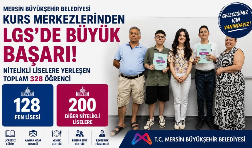 Mersin Büyükşehir Belediyesi kursları LGS'de başarı getirdi