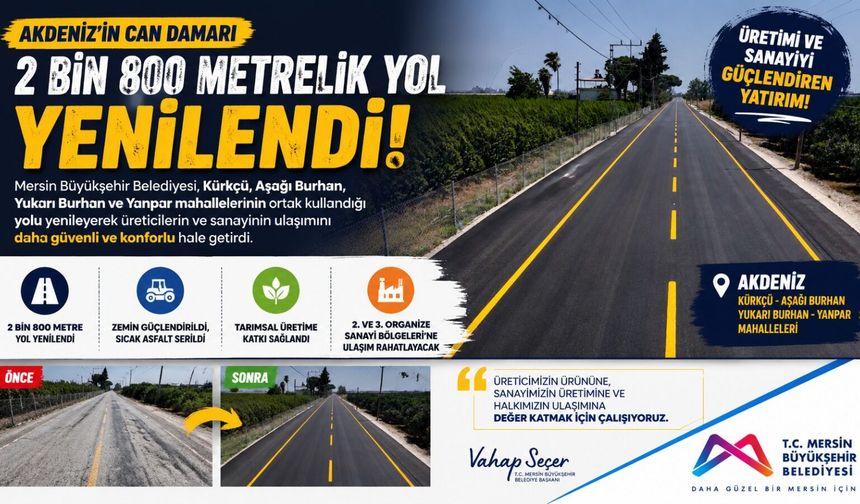 Mersin’de 4 Mahalleyi Bağlayan Yolda Sıcak Asfalt Çalışması