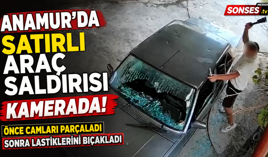 Kadına ait otomobile satır ve bıçakla zarar verdi: O anlar kamerada