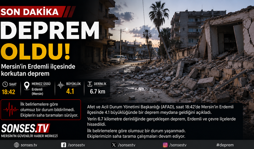 Erdemli'de Deprem! Kısa Süreli Panik Yaşandı