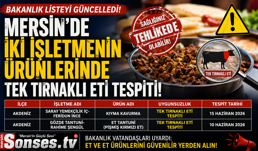Mersin’de iki işletmenin ürününde tek tırnaklı eti
