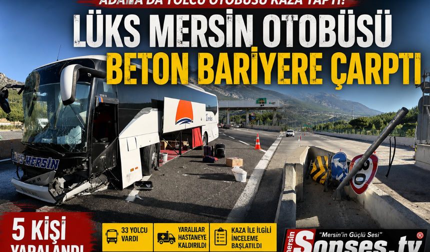 Yolcu otobüsü bariyere çarptı: 5 yaralı