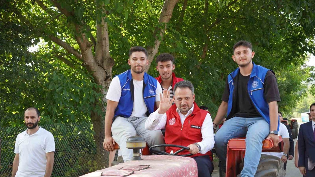 Bakan Yardımcısı Eminoğlu traktörle tarlaya gidip, gençlerle hasat yaptı