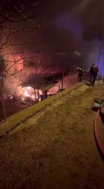 Tufanbeyli'de çıkan yangında ev ve ahır küle döndü