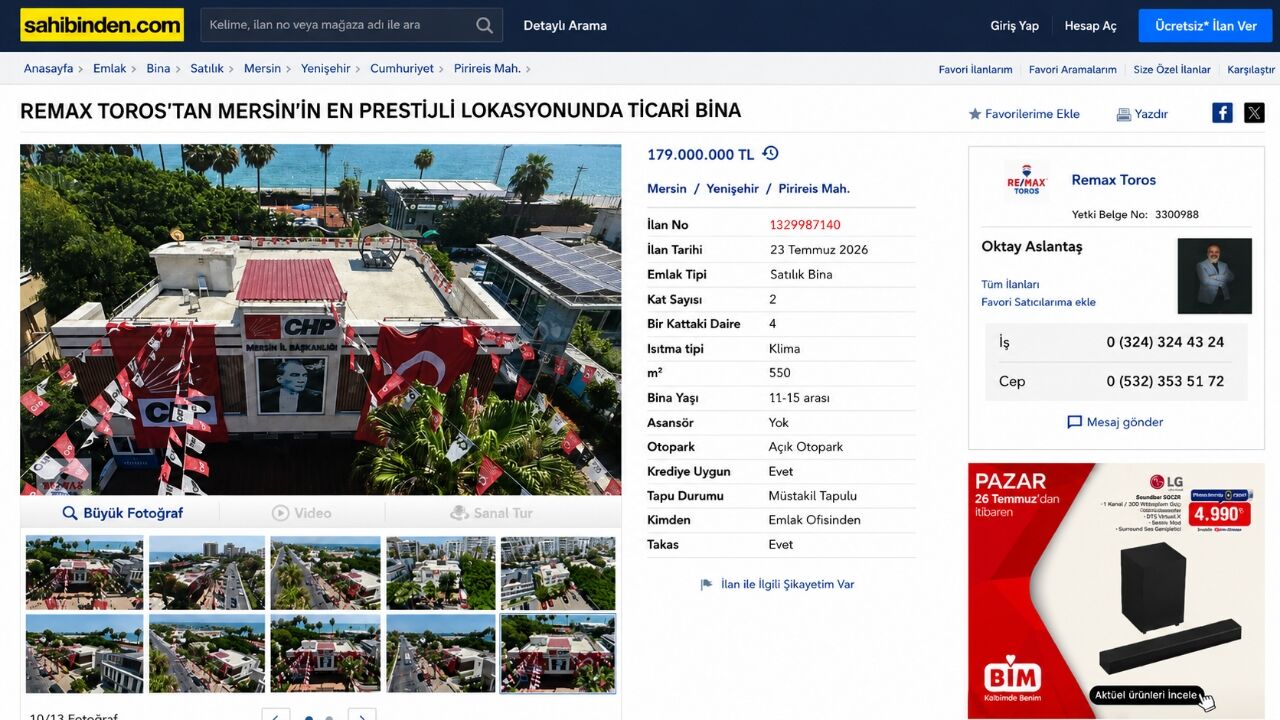 CHP Mersin'de Bina Satışı İddiası Gündem Oldu