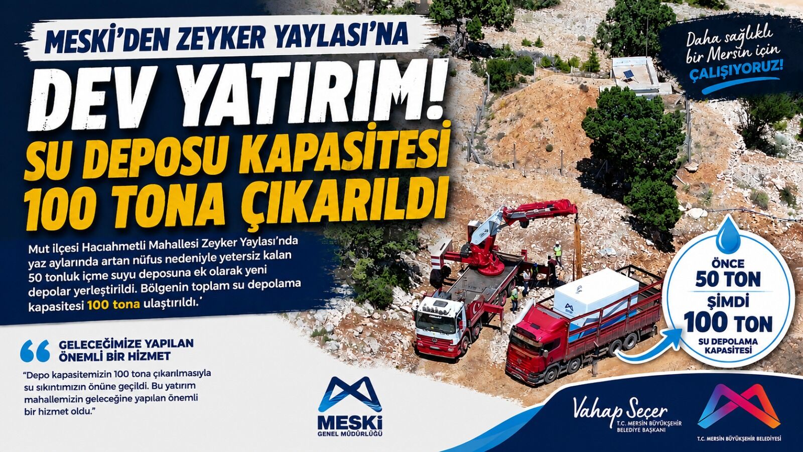 MESKİ’den Zeyker Yaylası’na İçme Suyu Yatırımı