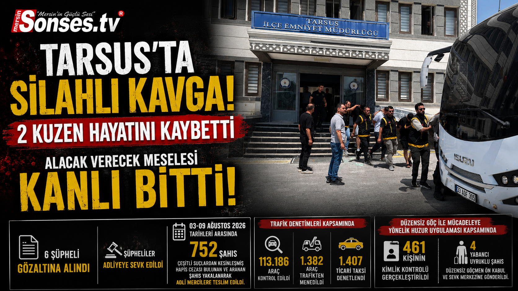 Tarsus’taki Kanlı Kavgada 2 Kuzen Öldü: 6 Şüpheli Adliyede